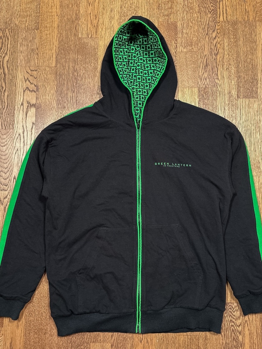 Green Lantern 2011 Movie Reversible All Over Ryan Reynolds Zip Hoodie Mens L - Picture 4 of 9